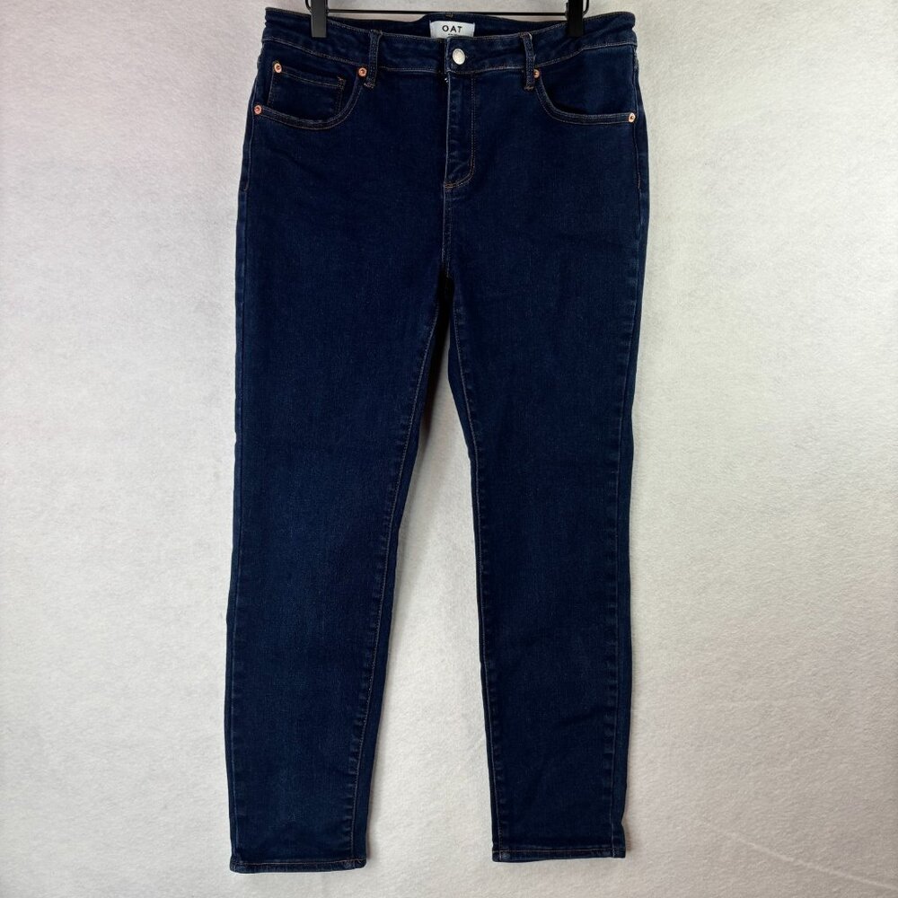 OAT New York Womens Jeans Sz 16 /32 Dark Wash Slim Skinny Mid Rise Stretch Ankle